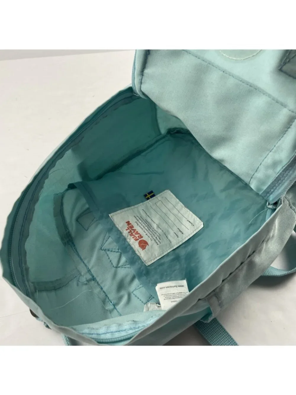 Fjallraven Kanken Mini Backpack Top Handle Side Pockets Light Blue Travel